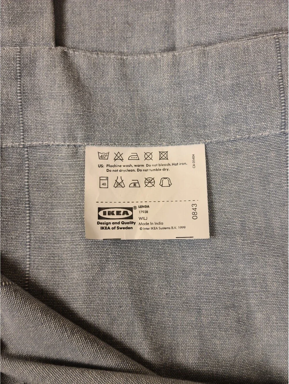 Ikea LENDA Curtain Panels BLUE Chambray Tab Top 55 x 98”